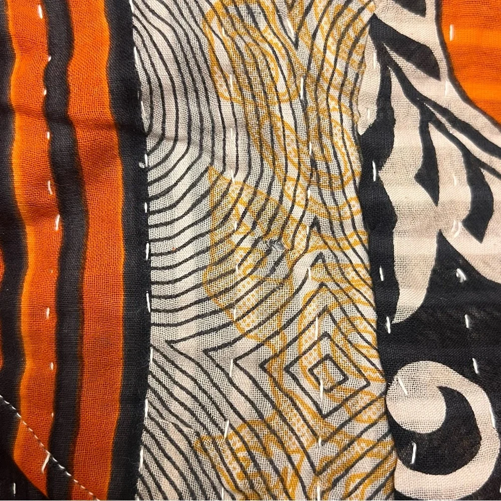 Indian Quilt Quilted fabric floral purse satchel boho bohemian orange hippie - Picture 8 of 8